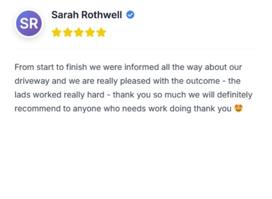 Five-star customer review with user initials.